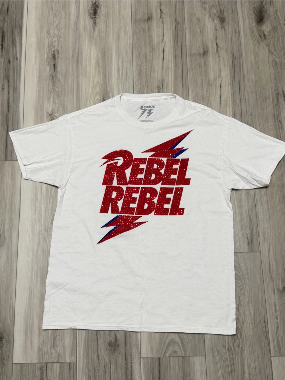 David Bowe “Rebel Rebel” White Tee